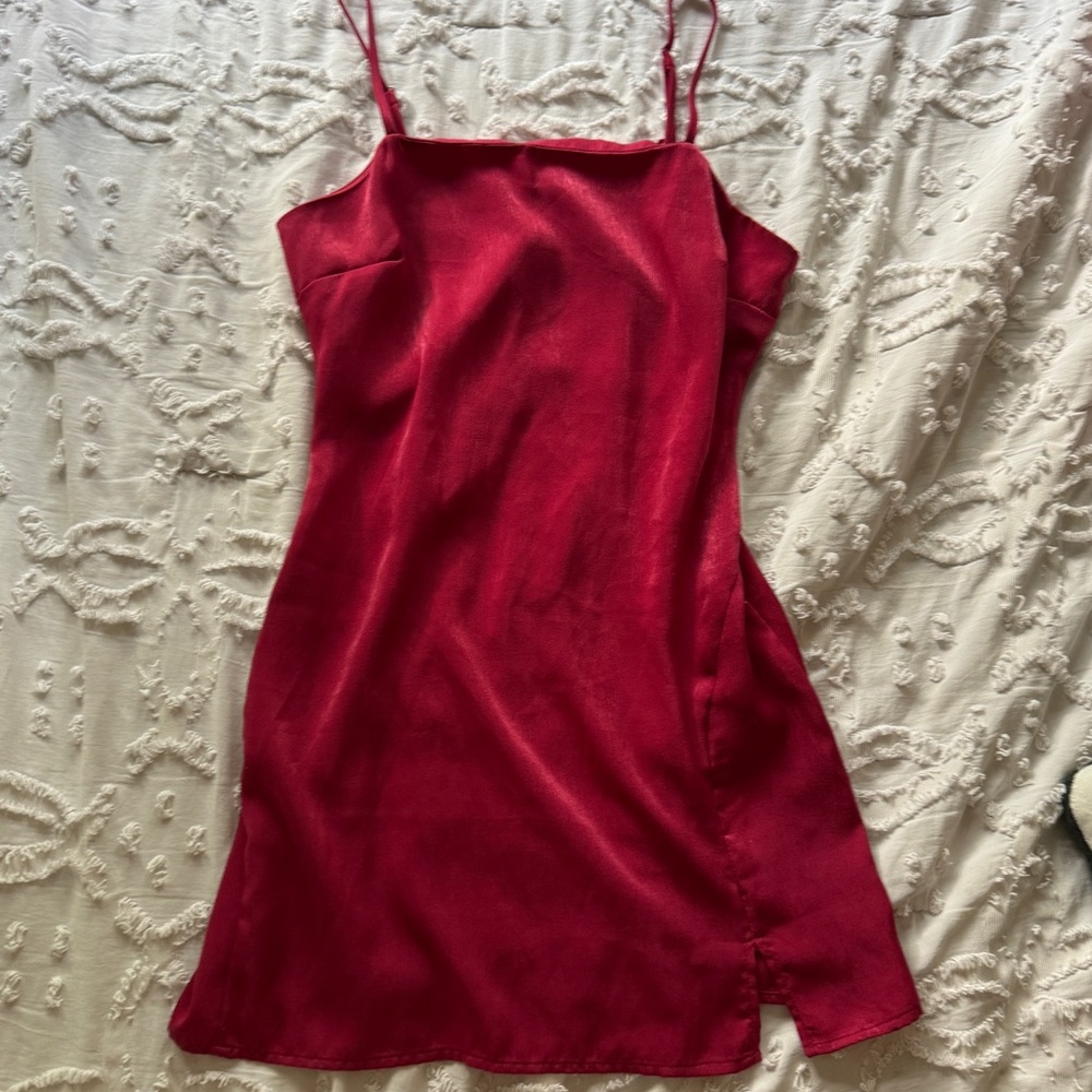 Urban Outfitters XS Hot Pink Silk Tight Loose Zip Dress